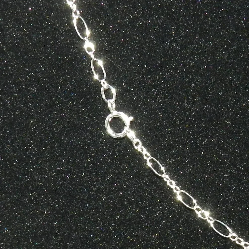 NEW 16" Figaro 2.1mm .925 Sterling Silver Chain Necklace Spring Ring Clasp CN234 - Picture 2 of 3